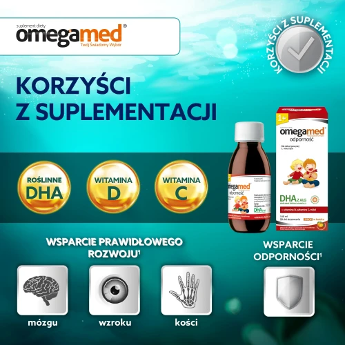 Omegamed Odporność 1+, syrop o smaku pomarańczowym, 140 ml - Roślinne DHA z alg z miodem i witaminami D i C dla naturalnego wsparcia odporności - 5