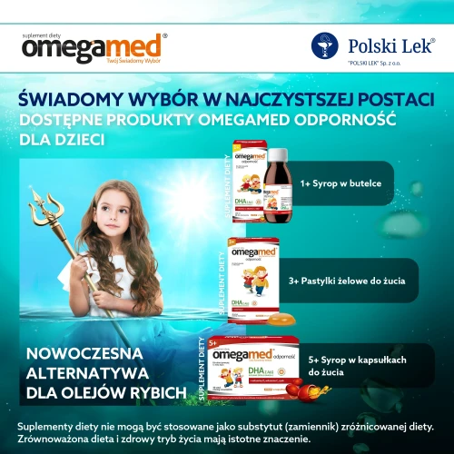 Omegamed Odporność 1+, syrop o smaku pomarańczowym, 140 ml - Roślinne DHA z alg z miodem i witaminami D i C dla naturalnego wsparcia odporności - 7