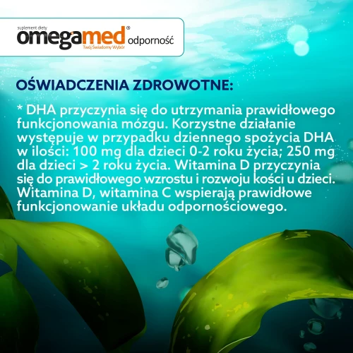 Omegamed Odporność 1+, syrop o smaku pomarańczowym, 140 ml - Roślinne DHA z alg z miodem i witaminami D i C dla naturalnego wsparcia odporności - 8