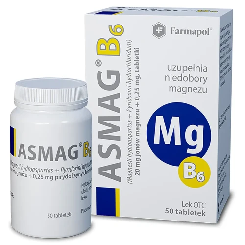 Asmag B6, 50 tabletek  - Z magnezem i witaminą B6  - 1