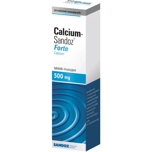 Calcium-Sandoz Forte 500 mg, 20 tabletek musujących - W zapobieganiu i leczeniu niedoborów wapnia  - 1