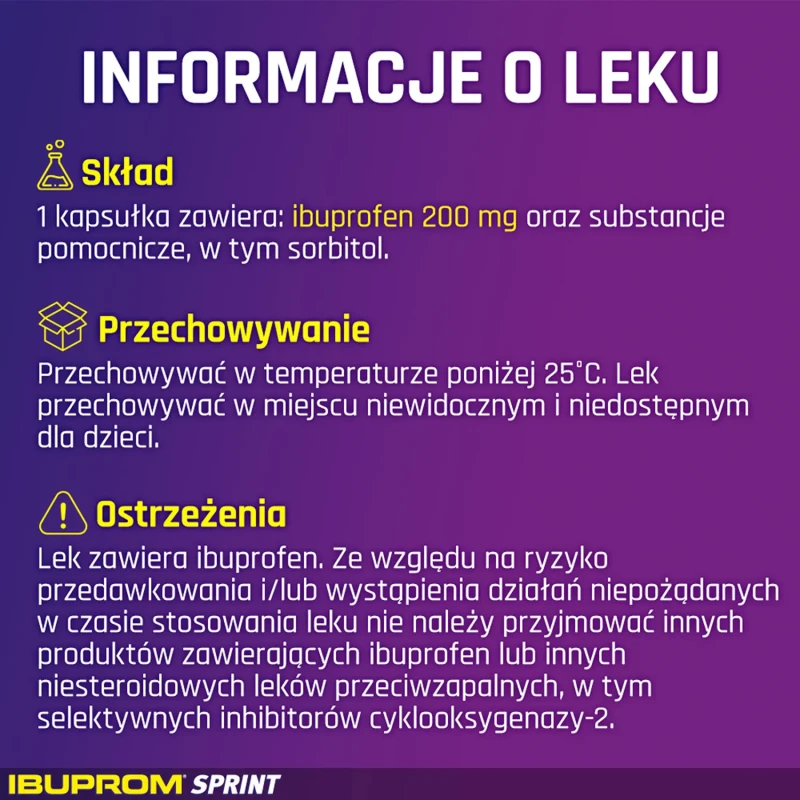 Ibuprom Sprint, 24 kapsułki - O działaniu przeciwbólowym, przeciwgorączkowym i przeciwzapalnym - 4