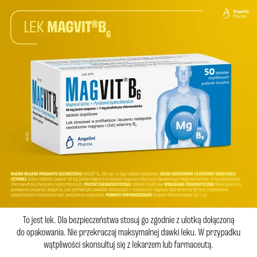 Magvit B6, 50 tabletek dojelitowych - Pomaga uzupełniać i łagodzi objawy niedoboru magnezu - 3