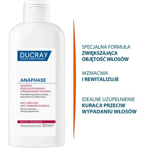 Ducray Anaphase, szampon  przeciw wypadaniu i przerzedzaniu się włosów, 200 ml - Zapobiega wypadaniu włosów, pomaga je wzmocnić, rewitalizuje - 1