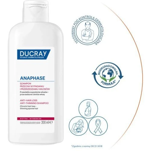 Ducray Anaphase, szampon  przeciw wypadaniu i przerzedzaniu się włosów, 200 ml - Zapobiega wypadaniu włosów, pomaga je wzmocnić, rewitalizuje - 2