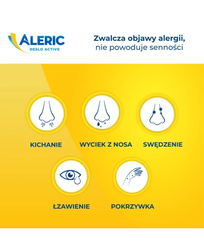 Aleric Deslo Active 5 mg, 10 tabletek ulegających rozpadowi w jamie ustnej - Z desloratadyną dla dorosłych i młodzieży od 12. roku życia - 1