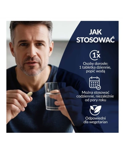 Vigor On 50+, 60 tabletek - Kompozycja witamin i minerałów dla mężczyzn po 50. roku życia wzbogacona ekstraktami z żeń-szenia i reishi - 1