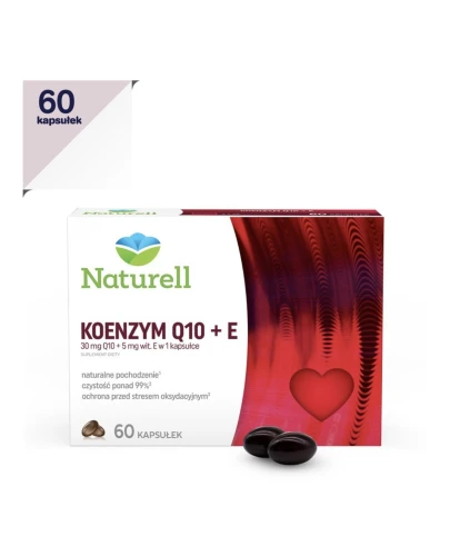 Naturell Koenzym Q-10 30 mg + Witamina E, 60 kapsułek - Dla osóbą z obniżoną naturalną syntezą koenzymu Q10 - 1