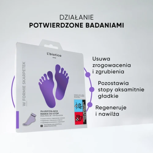 L'biotica Home Spa maska złuszczająca do stóp, 1 para skarpetek - Usuwa martwy, zrogowaciały naskórek - 3
