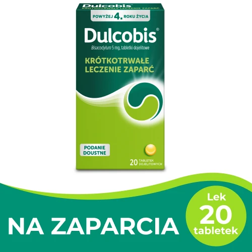 Dulcobis 5 mg, 20 tabletek dojelitowych - Tabletki z bisakodylem o działaniu przeczyszczającym - 1