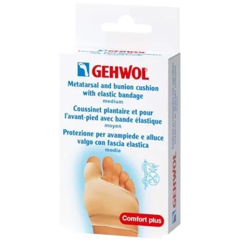 Gehwol Poduszka przeciwuciskowa na halluksy z opaską, średnia, 1 sztuka - Elastyczna, dopasowuje się do każdego obuwia - 1