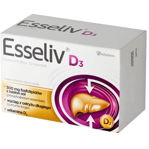 Esseliv D3, 50 kapsułek - Wsparcie wątroby i odporności, preparat z fosfolipidami i witaminą D3 dla dorosłych - 2