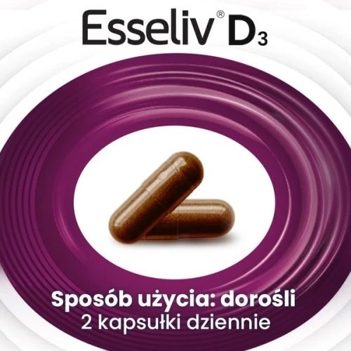 Esseliv D3, 50 kapsułek - Wsparcie wątroby i odporności, preparat z fosfolipidami i witaminą D3 dla dorosłych - 3
