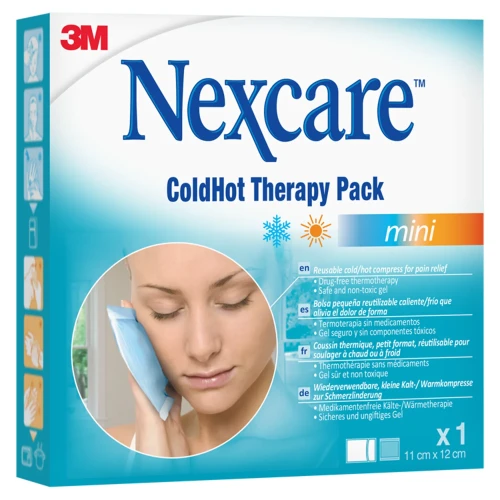 Nexcare ColdHot Mini, okład żelowy ciepło-zimno 11 cm x 12 cm, 1 sztuka - Okład ciepło-zimny wielokrotnego użytku z żelowym wkładem - 2