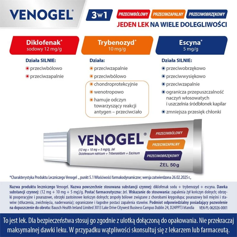 Venogel żel, 50 g - Działa przeciwbólowo, przeciwzapalnie i przeciwobrzękowo - 6