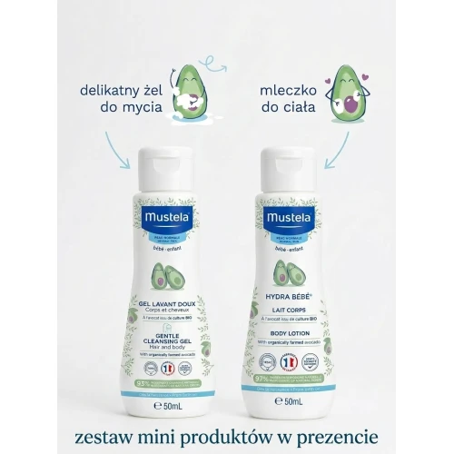 Mustela Delikatny żel do mycia 750 ml + zestaw mini produktów - Od 1. dnia życia pielęgnuje i oczyszcza skórę oraz włosy niemowląt - 2
