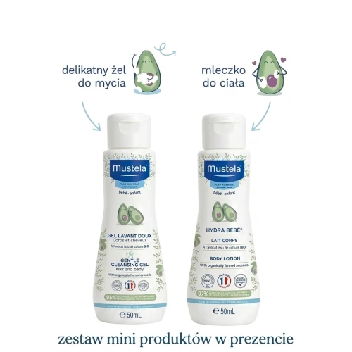 Mustela Delikatny żel do mycia 750 ml + zestaw mini produktów - Od 1. dnia życia pielęgnuje i oczyszcza skórę oraz włosy niemowląt - 2