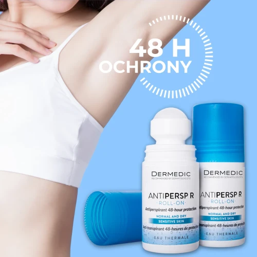 Dermedic Antipersp R Dezodorant antyperspiracyjny roll-on, 60 ml - Ogranicza i reguluje potliwość nie zostawiając białych śladów - 1