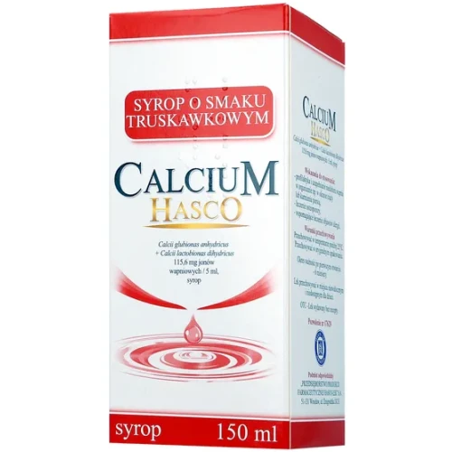 Calcium Hasco, syrop o smaku truskawkowym, 150 ml - Syrop z wapniem dla dzieci i dorosłych - 1