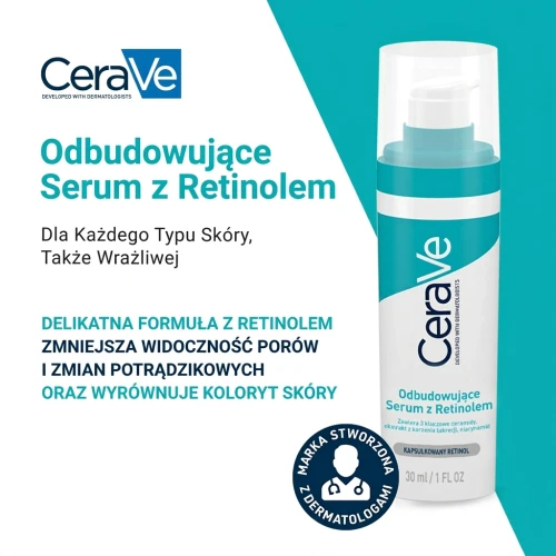 CeraVe Odbudowujące serum z retinolem, 30 ml - Redukcja przebarwień i odbudowa bariery ochronnej skóry - 1