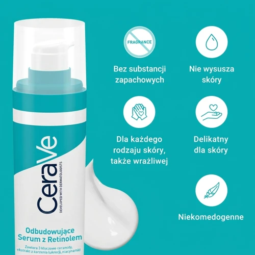 CeraVe Odbudowujące serum z retinolem, 30 ml - Redukcja przebarwień i odbudowa bariery ochronnej skóry - 2