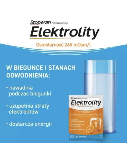 Stoperan Elektrolity smak pomarańczowy, 7 saszetek - Proszek do rozpuszczania w wodzie, dla dzieci od 3. roku życia i dorosłych z biegunką - 2