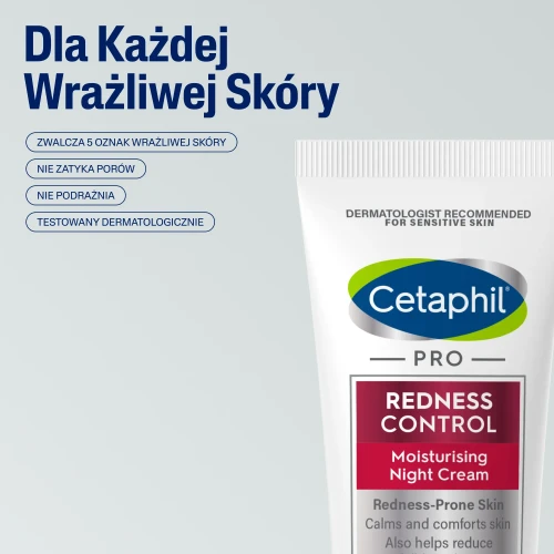 Cetaphil Pro Redness Control, krem na noc, 50 ml - Nawilża, do cery ze skłonnością do trądziku różowatego - 4