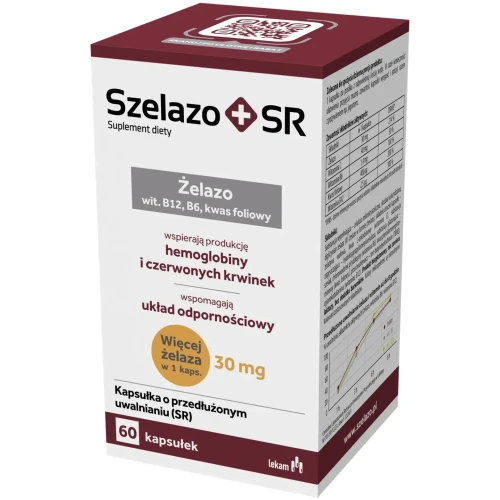 Szelazo + SR, 60 kapsułek - Z żelazem pomaga w prawidłowej produkcji czerwonych krwinek i hemoglobiny - 1
