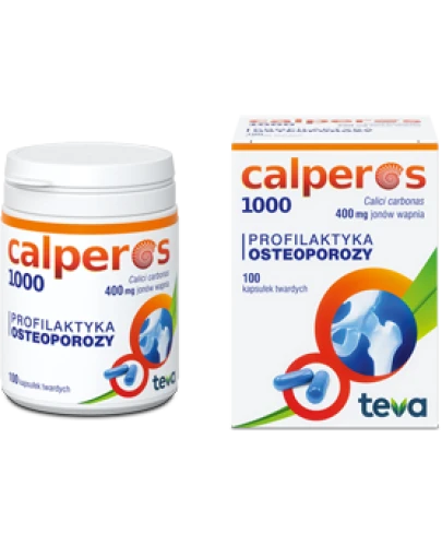 Calperos 1000, 400 mg jonów wapnia, 100 kapsułek - Lek z wapniem do stosowania w profilaktyce osteoporozy - 1