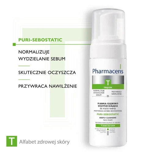 Pharmaceris T Puri-Sebostatic, pianka głęboko oczyszczająca do mycia twarzy, 150 ml - Do mycia cery trądzikowej, zmniejsza wydzielanie sebum, nawilża - 2