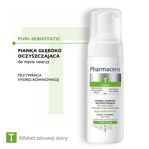 Pharmaceris T Puri-Sebostatic, pianka głęboko oczyszczająca do mycia twarzy, 150 ml - Do mycia cery trądzikowej, zmniejsza wydzielanie sebum, nawilża - 3