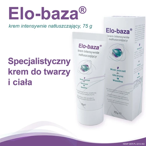 Elo-baza Krem intensywnie natłuszczający, 75g - Krem natłuszczający do skóry wrażliwej i alergicznej z naturalnymi składnikami - 1