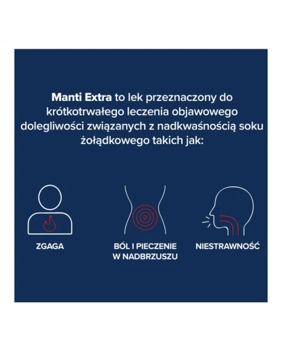 Manti Extra, 12 tabletek do rozgryzania i żucia - Które łagodzą objawy niestrawności lub nadkwaśności żołądka - 1
