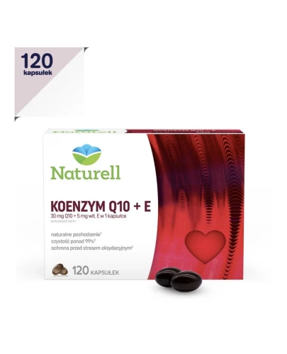 Naturell Koenzym Q-10 30 mg + Witamina E, 120 kapsułek - Dla osób po 35. roku życia z obniżoną naturalną syntezą koenzymu Q10 - 1