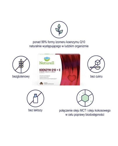 Naturell Koenzym Q-10 30 mg + Witamina E, 120 kapsułek - Dla osób po 35. roku życia z obniżoną naturalną syntezą koenzymu Q10 - 2