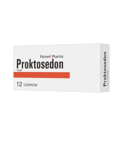 Proktosedon czopki doodbytnicze, 12 sztuk - Leczenie hemoroidów zewnętrznych i wewnętrznych, przewlekłych i ostrych stanach zapalnych odbytu - 1