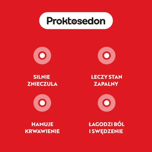 Proktosedon 12 czopków doodbytniczych - Leczenie hemoroidów zewnętrznych i wewnętrznych, przewlekłych i ostrych stanach zapalnych odbytu - 1