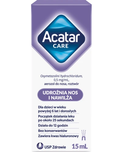Acatar Care, 0,5mg/ml, aerozol do nosa, 15ml - Zmniejsza obrzęk błony śluzowej nosa, przynosząc ulgę w katarze - 1