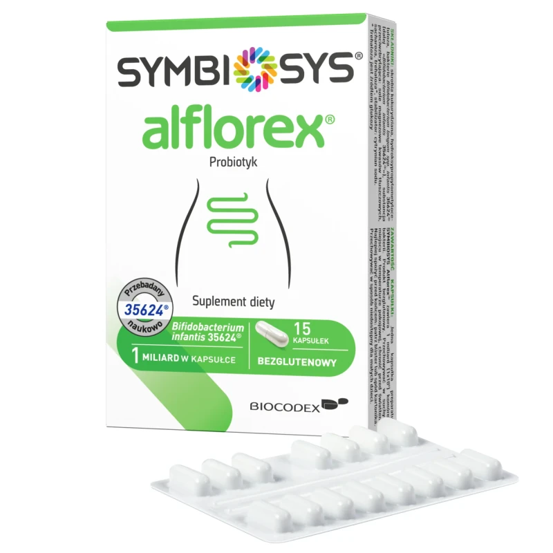 Symbiosys Alflorex, 15 kapsułek - Szczep Bifidobacterium longum (infantis) 35624 – wsparcie mikrobioty jelit - 1