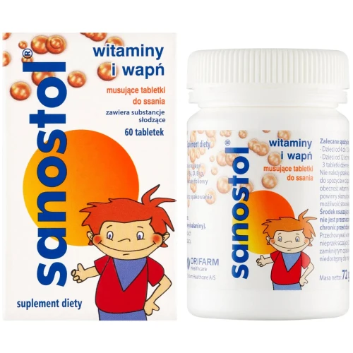 Sanostol 60 tabletek musujących do ssania - Wapń i witaminy dla dzieci od 4. roku życia - 2