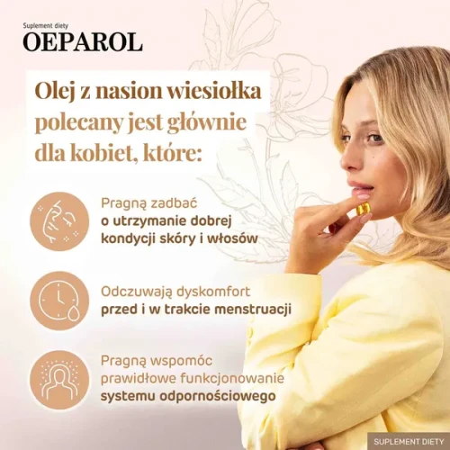 Oeparol, 60 kapsułek - Olej z nasion wiesiołka dziwnego tłoczonego na zimno, który pomaga utrzymać dobrą kondycję skóry - 2