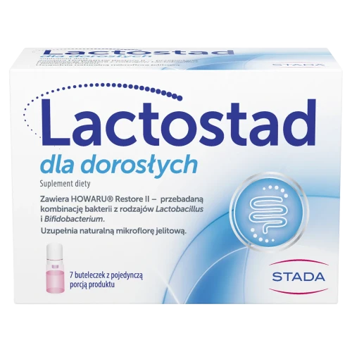 Lactostad dla dorosłych, roztwór 7 ampułek x 7 ml - Preparat będący połączeniem żywych kultur bakterii probiotycznych, witamin i minerałów - 1