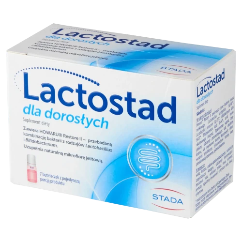Lactostad dla dorosłych, roztwór 7 ampułek x 7 ml - Preparat będący połączeniem żywych kultur bakterii probiotycznych, witamin i minerałów - 2