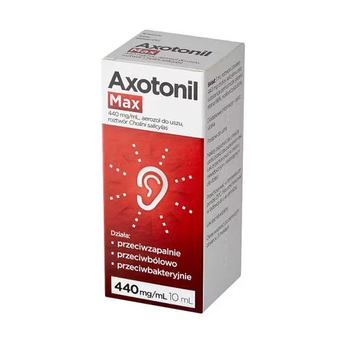 Axotonil Max, 440 mg/mL, aerozol do uszu, 10ml - Na ból ucha - 1