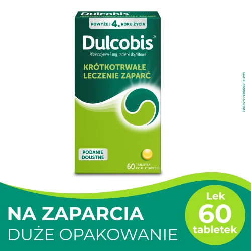 Dulcobis 5 mg, 60 tabletek dojelitowych - Tabletki z bisakodylem o działaniu przeczyszczającym - 1
