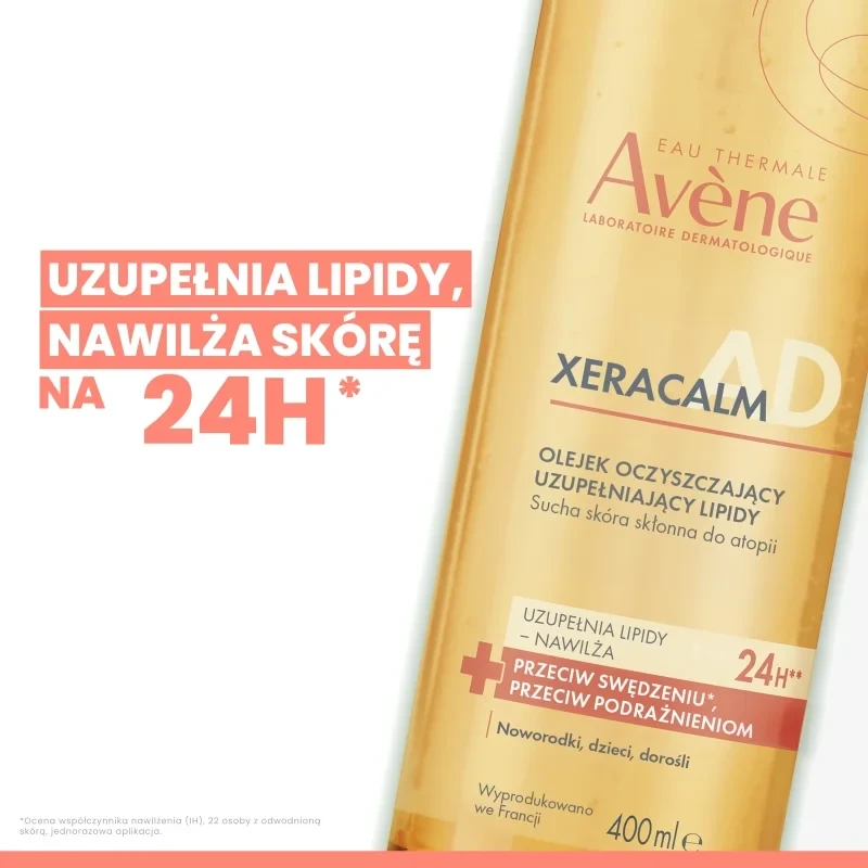 Avène XeraCalm A.D Olejek oczyszczający uzupełniający lipidy, 400 ml - Olejek oczyszczający uzupełniający lipidy do skóry suchej i bardzo suchej - 3