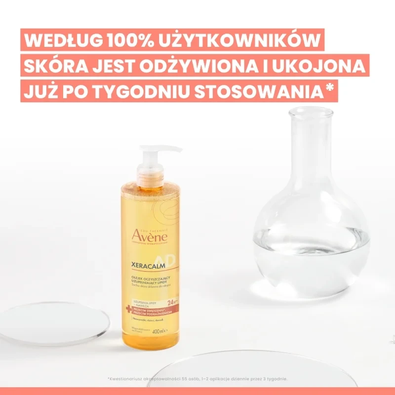 Avène XeraCalm A.D Olejek oczyszczający uzupełniający lipidy, 400 ml - Olejek oczyszczający uzupełniający lipidy do skóry suchej i bardzo suchej - 4