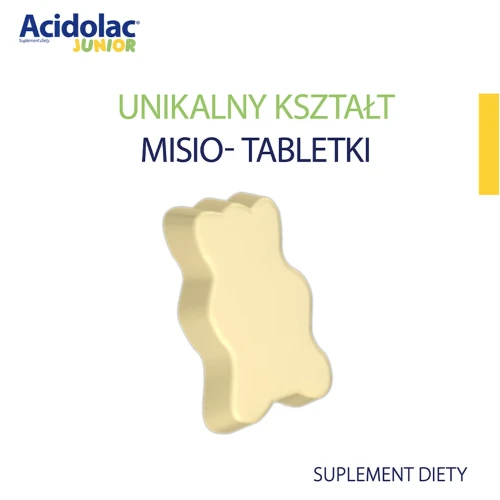 Acidolac Junior, biała czekolada, 20 misio-tabletek - Suplement diety z bakteriami probiotycznymi. Dla dzieci powyżej 3. roku życia - 1