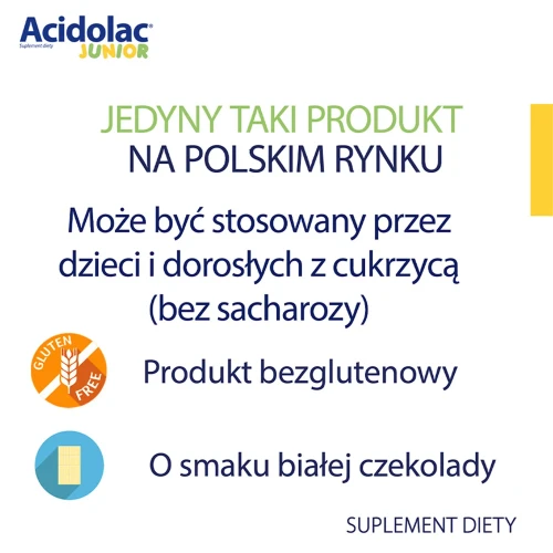Acidolac Junior, biała czekolada, 20 misio-tabletek - Suplement diety z bakteriami probiotycznymi. Dla dzieci powyżej 3. roku życia - 2