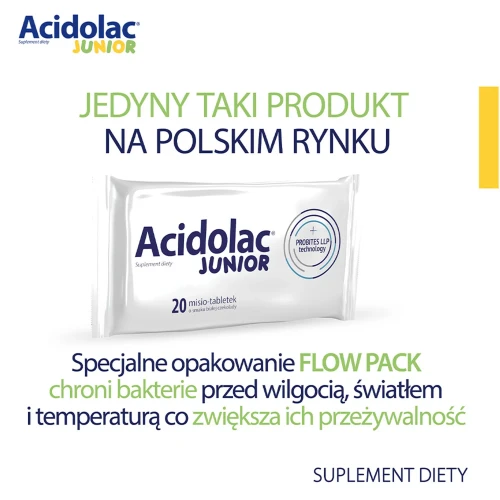 Acidolac Junior, biała czekolada, 20 misio-tabletek - Suplement diety z bakteriami probiotycznymi. Dla dzieci powyżej 3. roku życia - 3